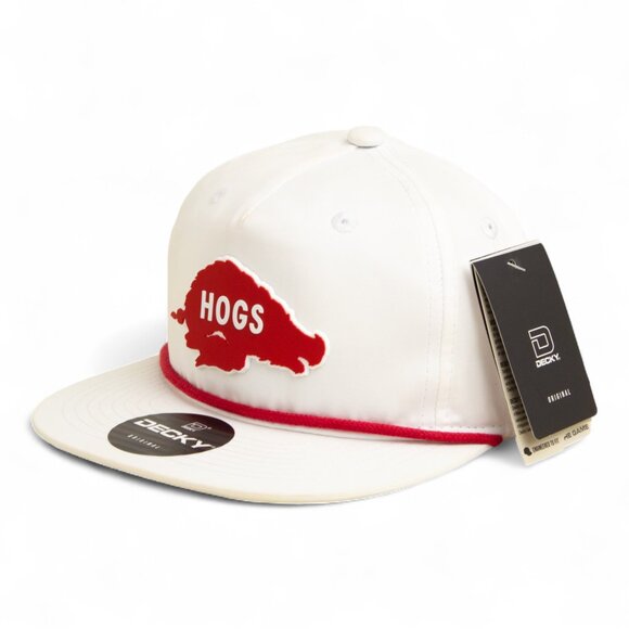 Arkansas Razorbacks Retro HOGS Red 3D Classic Rope Hat- White/ Red - Picture 1 of 3